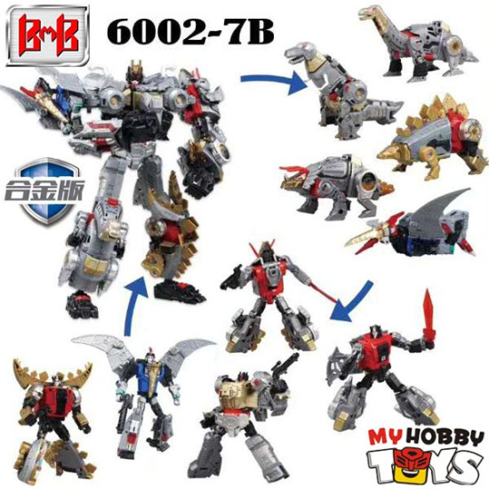 Black Mamba Transformers - TB-13B / H6002-7B Dino-Force ( KO Oversized Power of Prime Dinobot Volcanicus ) BMB Transformable Dinosaur / Robot Toys ( 5 in 1 set : Grimlock Slug Swoop Snarl Sludge )