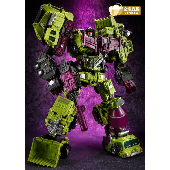 JinBao Transformable Robot - OVERSIZED GT Devastator Combiners Complete Set of 6 Robots ( G1 Green Color Version )